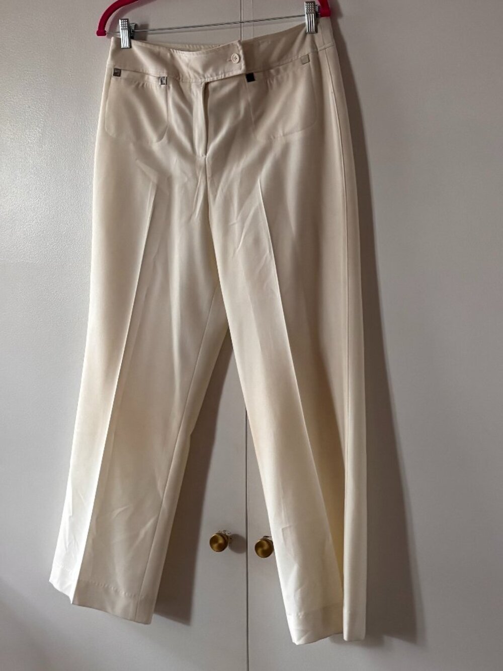 Larry Levine White Straight Leg Trousers 14